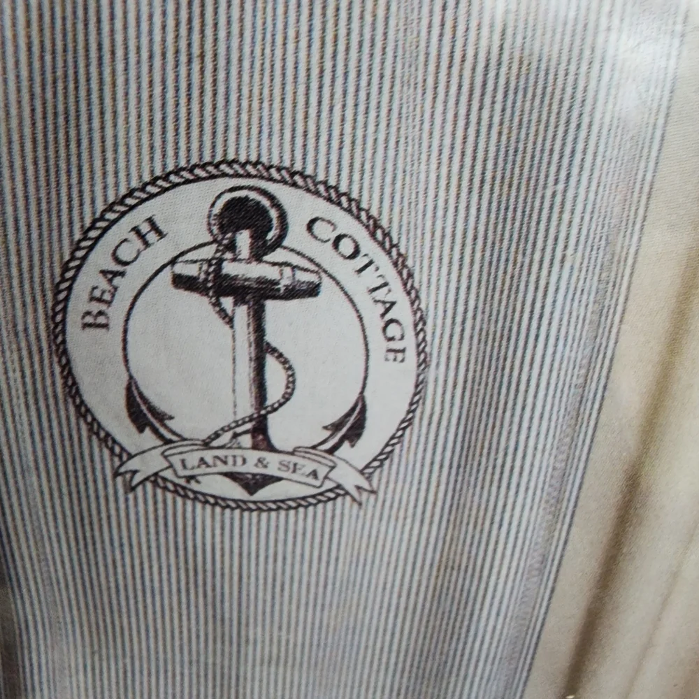 Beach Cottage Land& Sea Shower Curtain Anchor Striped Roped 72 x 72